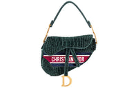 DIOR Saddle Velvet Saddle Bags One Shoulder Handbags Women's Green