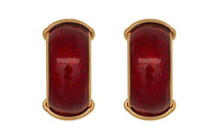SAINT LAURENT Brass Clip-On Earrings Women's Red