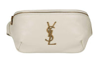 SAINT LAURENT CASSANDRE Calfskin Fanny Pack Women's White