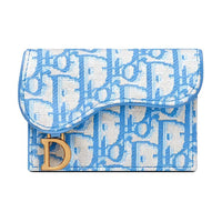DIOR Canvas With Leather Canvas Bag Wallets Women's Cornflower Blue