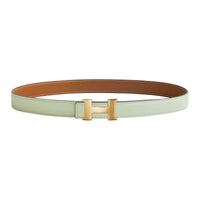 HERMES Gold-Plated Leather Belts Unisex Green/Gold Width: 2.4cm