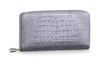 LOUIS VUITTON Zippy High-Gloss Crocodile Leather Wallet Women's Silver