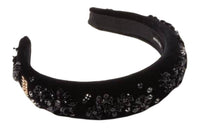 MIU MIU Logo-plaque Sequinned Velvet Headband
