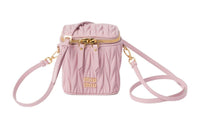 MIU MIU Nappa Leather Clutches Shoulder Bag Crossbody Bag Mini Women's Pink