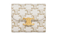 CELINE Triomphe Sheepskin Wallet Small Size Women's Candy White/Tawny
