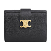CELINE Victoire Cow Leather Wallet Women's Black