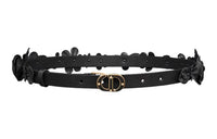 DIOR Gold Smooth Buckle Leather Belts Women's Black 1.7cm