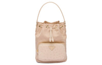 PRADA Fabric With Ostrich Leather Portable Crossbody Bag Shoulder Bag Women's Light Camel