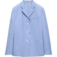 PRADA Fil À Fil Single Breasted Jacket Business Suits Coats Women's Blue