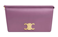 CELINE Triomphe Shiny Cow Leather Handbag Shoulder Bag Women's Deep Lavender