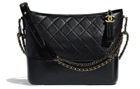 CHANEL Gabrielle Cow Leather Hobo Bag One Shoulder Crossbody Backpack Large Size Women's Black