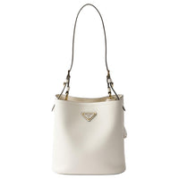 PRADA Leather Shoulder Bag Medium Size Women's White