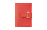 HERMES Bearn Mysore Goat Skin Card Holder Women's Capucine Orange Red