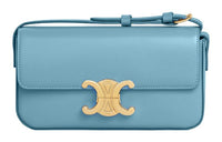 CELINE Triomphe Shiny Cow Leather Shoulder Bag Handbag Shoulder Bag Crossbody Bag Regular Women's Denim Blue