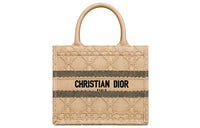 DIOR BookTote Raffia Tote Bag Shopping Bag Handbag Small Size Women's Natural