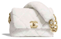 CHANEL Sheepskin Handbag Women's White