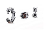 LOUIS VUITTON Zircon Ruthenium-Finish Metal Earrings Men's Silver