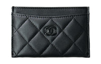 CHANEL Calfskin Card Holder Women's Black