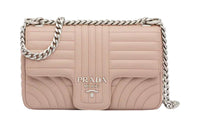 PRADA Diagramme Leather Shoulder Bag Crossbody Bag Medium Size Women's Pink
