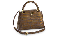 LOUIS VUITTON Capucines Shiny Alligator Leather Capusin Shoulder Crossbody Handbag Women's Fire Red Brown
