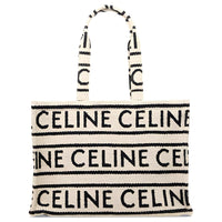 CELINE Cotton Tote Bag Shopping Bag Handbag Shoulder Bag Large Size Women's Light Brown