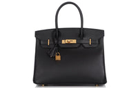 HERMES Birkin Epsom Leather Handbag Women's Black