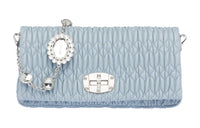 MIU MIU CRYSTAL Sheepskin Handbag Small Size Women's Sky Blue