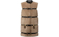 LOUIS VUITTON 1ABTC3 Sleeveless Leather Strip Mink Coat