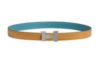 HERMES Calfskin Double Sided Leather Belts Women's Brown Width 24mm