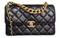 CHANEL Cow Leather Trunk Bag Handbag Crossbody Bag Women's Black