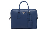 PRADA Saffiano Leather Portable One Shoulder Crossbody Briefcases Men's Dark Purple Blue