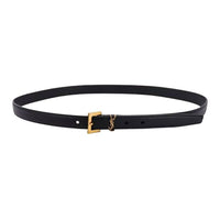 SAINT LAURENT Cassandre Logo Emblem Calfskin Leather Belts Men's Black Width  2cm