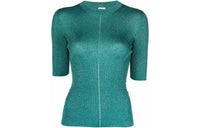 SAINT LAURENT Short sleeved Metallic Knit Top
