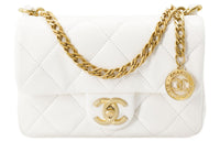 CHANEL Lambskin Flap Bag Shoulder Bag Crossbody Bag Mini Women's White