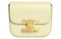 CELINE Triomphe Shiny Calfskin Crossbody Bag, Shoulder Bag Mini Women's Light Yellow