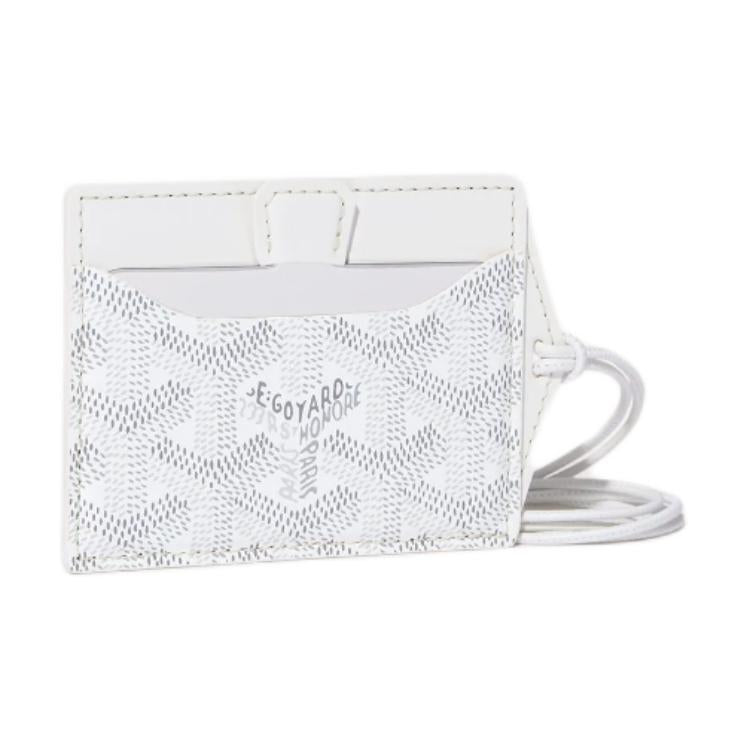 GOYARD Canvas With Calfskin Card Holder Unisex White