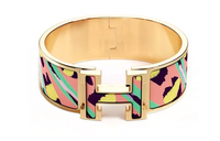 HERMES Enamel Gold-Plated Hardware Accessories Bangles Women's Gold