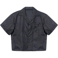 PRADA Re Nylon Short Sleeve Cropped Bowling Shirt