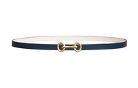 HERMES Double-Sided Solid Color Cut-Out Decoration Smooth Buckle Leather Belts Women's Dark Blue Width: 1.3cm