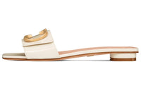 DIOR C'est Dior Genuine Leather Sole Odor-Resistant Slide Slippers Women's White