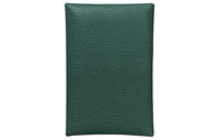 HERMES Calvi Chamkila Goat Skin Handheld Card Holder Women's Plum Green