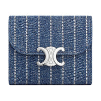 CELINE Triomphe Denim Wallet Trumpets Unisex Blue