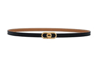 HERMES Calfskin Double-Sided Leather Belts Women's Black Width 13mm