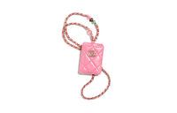 CHANEL Velvet Lambskin Card Holder Women's Pink