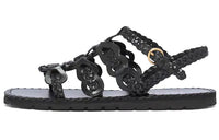 PRADA Braided Leather Sandals 'Black' Women's