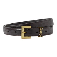 SAINT LAURENT Calfskin Leather Belts Unisex Dark Brown