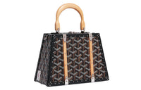 GOYARD Saigon Canvas With Calfskin Hard Case Handbag Mini Unisex Black