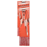 HERMES Silk Knit Scarves Unisex Orange