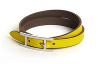HERMES Calfskin Palladium-Plated Wristbands Women's Yellow