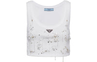 PRADA Crystal-embroidered Ribbed Tank Top